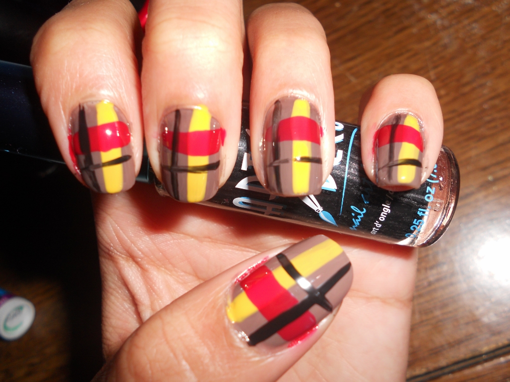 Red and Black Plaid Nail Design with Glitter - wide 10