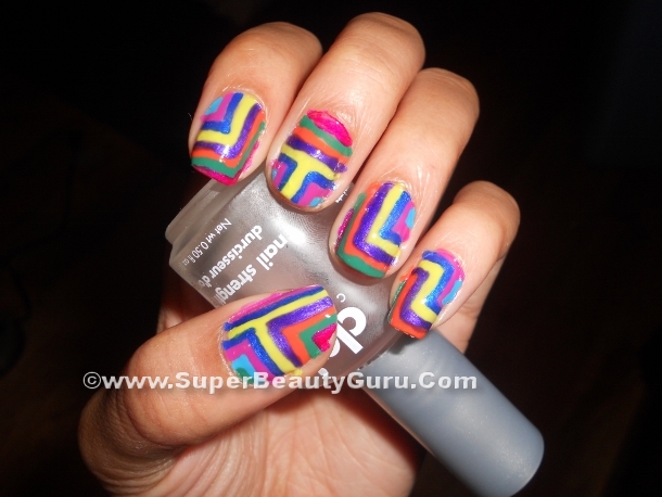 Colorful Geometric nail design tutorial